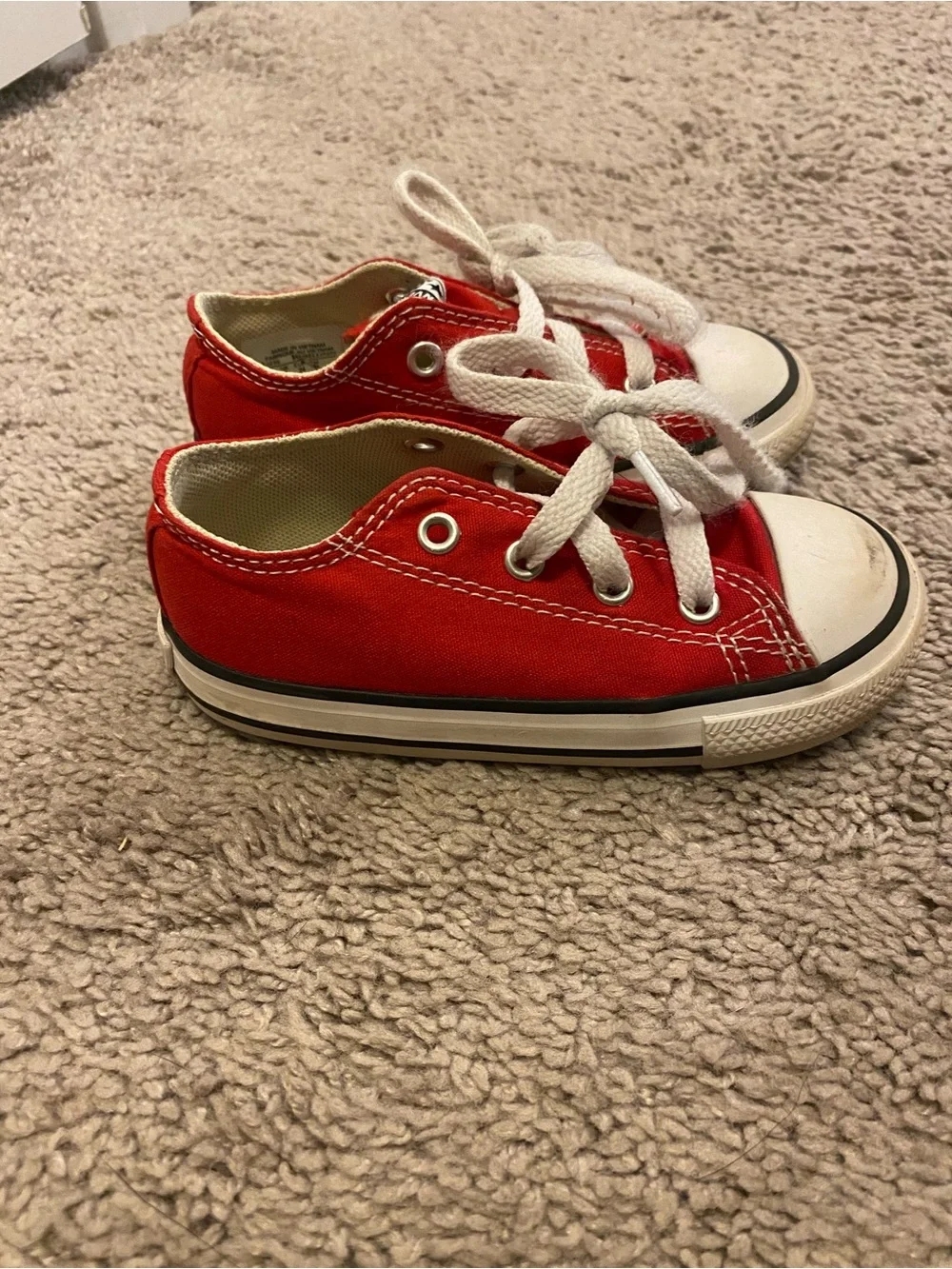 Converse Kids Red Low-Top Canvas Sneakers with White Accents